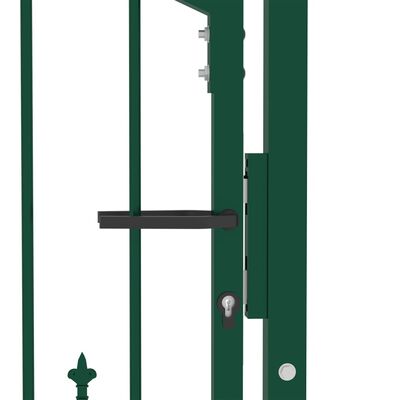 vidaXL Portão para cerca com espetos 100x100 cm aço verde