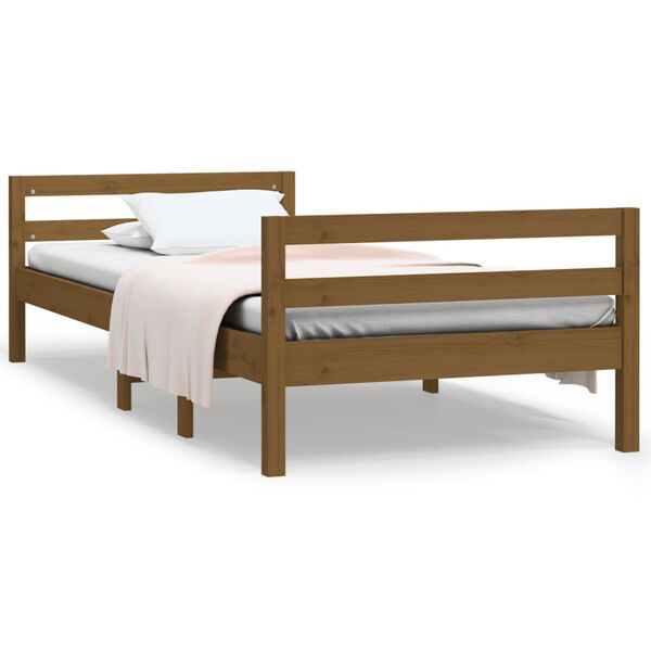vidaXL Estrutura de cama 75x190cm madeira de pinho maciça castanho mel