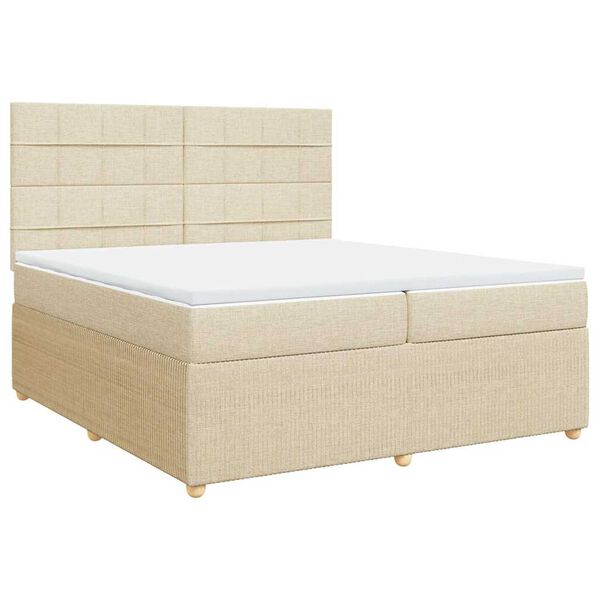 vidaXL Cama com molas/colch&atilde;o 200x200 cm tecido cor creme