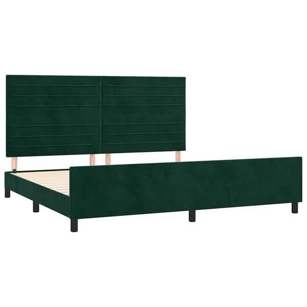 vidaXL Estrutura de cama sem colch&atilde;o 200x200 cm veludo verde-escuro