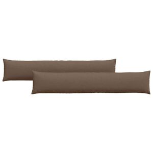 vidaXL Travesseiros de Sof&aacute; 2 pcs Castanho 200 x 40 cm tecido