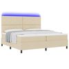 vidaXL Cama Box com colch&atilde;o com led Creme 200 x 200 cm tecido