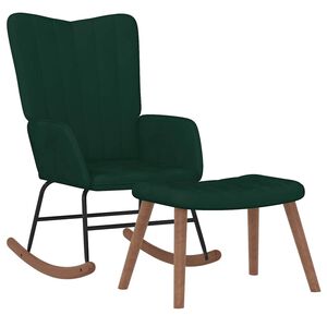 vidaXL Cadeira de baloi&ccedil;o com banco veludo verde-escuro