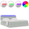 vidaXL Cama com luzes de tira LED Cinzento-claro 200 x 200 cm Veludo
