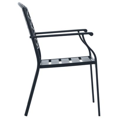 vidaXL Cadeiras de exterior empilháveis 2 pcs aço preto