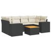 vidaXL 7 pcs conjunto de sof&aacute;s p/ jardim c/ almofad&otilde;es vime PE preto
