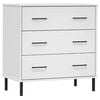 vidaXL Aparador 3 gavetas 77x40x79,5 cm madeira maci&ccedil;a OSLO branco