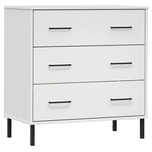 vidaXL Aparador 3 gavetas 77x40x79,5 cm madeira maci&ccedil;a OSLO branco