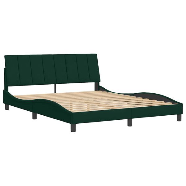 vidaXL Estrutura de cama sem colchão Hanko 160x200 cm veludo verde-escuro