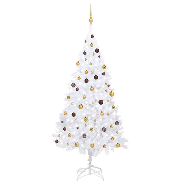 vidaXL &Aacute;rvore Natal artificial pr&eacute;-iluminada c/ bolas branco