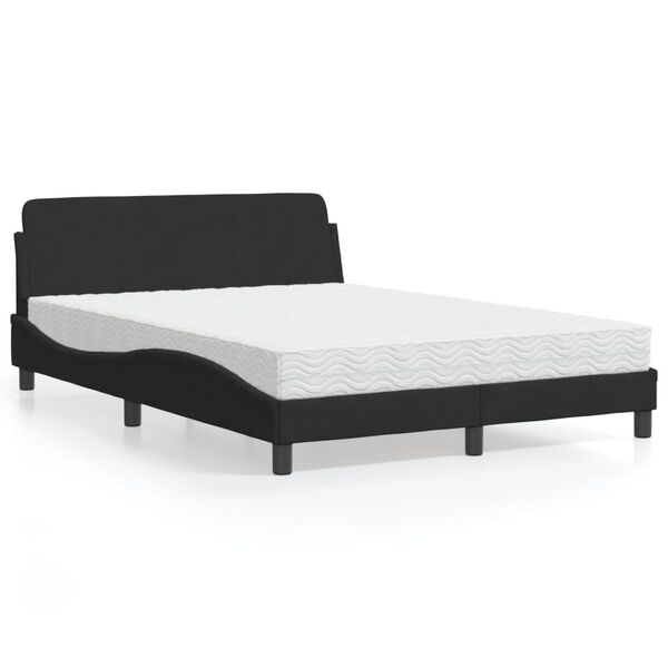 vidaXL Cama com colch&atilde;o Dover 140x190 cm veludo preto
