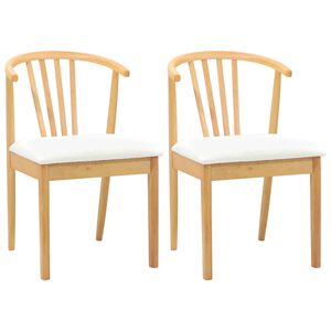 vidaXL Cadeira de jantar 2 pcs Natural e Branco