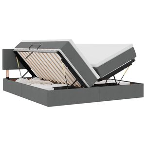 vidaXL Cama com luzes de tira LED Cinza Escuro 180 x 200 cm tecido