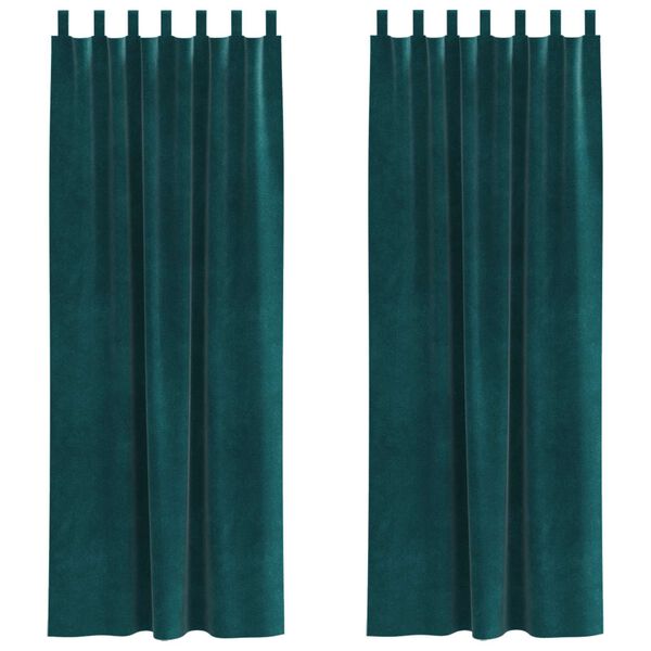 vidaXL Cortinas opacas 2 pcs Verde Escuro 140 x 245 cm Veludo