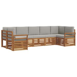 vidaXL Conjunto de Sof&aacute; Sectional 7 pcs Cinza Natural e Claro