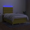 vidaXL Cama box spring c/ colch&atilde;o e LED 120x200 cm tecido verde
