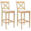 vidaXL Banco de bar 2 pcs Natural e Bege