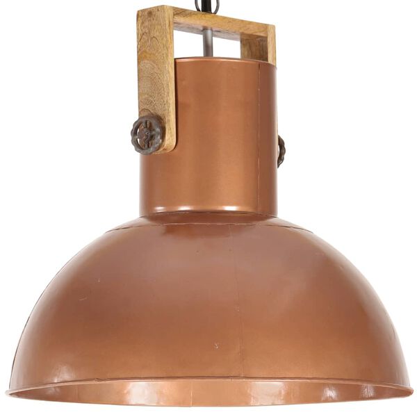 vidaXL Candeeiro teto industrial redondo 25W 52 cm E27 mangueira cobre