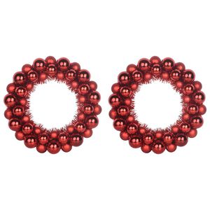 vidaXL Guirlandas de Bolas de Natal 2 unid. Vermelho 33 x 33 x 7 cm