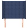 vidaXL Cabeceira de cama c/ abas tecido 103x16x118/128 cm azul
