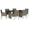 vidaXL 7 pcs conjunto de jantar p/ jardim c/ almofad&otilde;es vime PE cinza