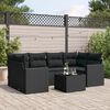 vidaXL 7 pcs conjunto de sof&aacute;s p/ jardim c/ almofad&otilde;es vime PE preto