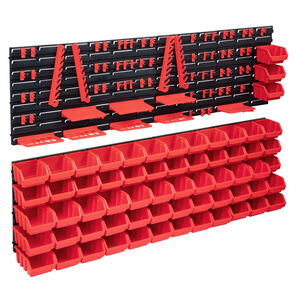 vidaXL 141 pcs kit caixas arruma&ccedil;&atilde;o c/ pain&eacute;is parede vermelho e preto