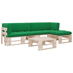 vidaXL 4 pcs conj. lounge paletes c/ almofad&otilde;es pinho impregnado