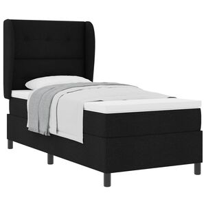 vidaXL Cama Box com colch&atilde;o com cabeceira Preto 80 x 200 cm tecido