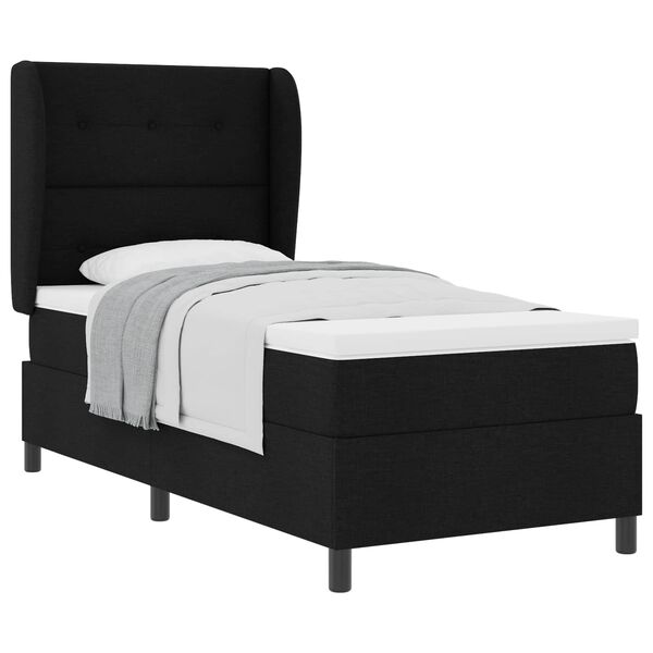 vidaXL Cama Box com colch&atilde;o com cabeceira Preto 80 x 200 cm tecido