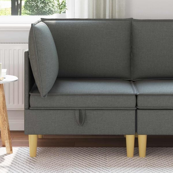 vidaXL Puff de armazenamento Cinza Escuro