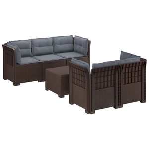 vidaXL Sof&aacute; de Jardim de 5 Pessoas com Almofadas Visual de Rattan PP