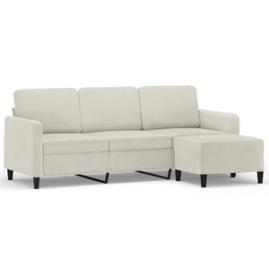 vidaXL Sof&aacute; de 3 lugares com apoio de p&eacute;s 180 cm veludo cor creme