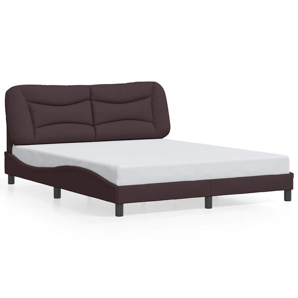 vidaXL Estrutura de cama sem colch&atilde;o Hvar 160x200 cm tecido castanho-escuro