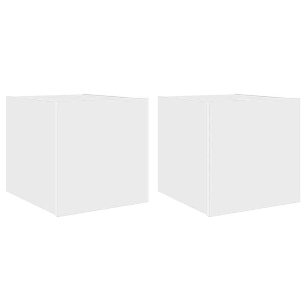 vidaXL Móveis de parede p/ TV com luzes LED 2 pcs 30,5x35x30 cm branco