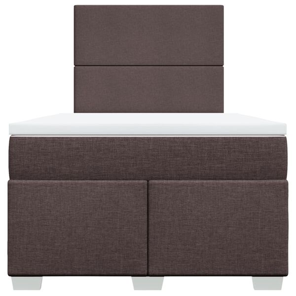 vidaXL Cama boxspring com colch&atilde;o 120x190 cm tecido castanho-escuro