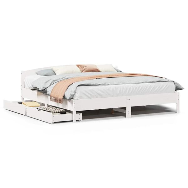 vidaXL Cama sem colch&atilde;o 180x200 cm madeira de pinho maci&ccedil;a branco