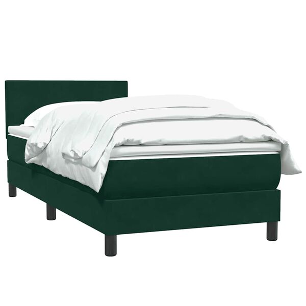 vidaXL Cama com molas/colch&atilde;o verde-escuro 80x210 cm veludo