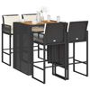 vidaXL 5 pcs conjunto de bar jardim c/ almofad&otilde;es vime PE/ac&aacute;cia preto