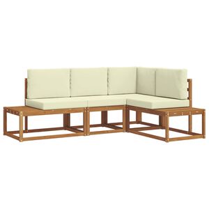 vidaXL Conjunto de Sof&aacute;s para Exterior 4 Pe&ccedil;a Natural e Creme