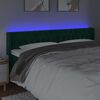 vidaXL Cabeceira cama c/ luzes LED veludo 183x16x78/88 cm verde-escuro