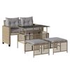 vidaXL 4pcs conj. de sof&aacute;s para jardim c/almofad&otilde;es vime PE/vidro bege