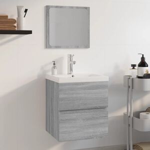 vidaXL Conjunto m&oacute;veis casa de banho derivados de madeira sonoma cinza