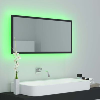 vidaXL Espelho de casa de banho com LED 90x8,5x37 cm acrílico cinzento