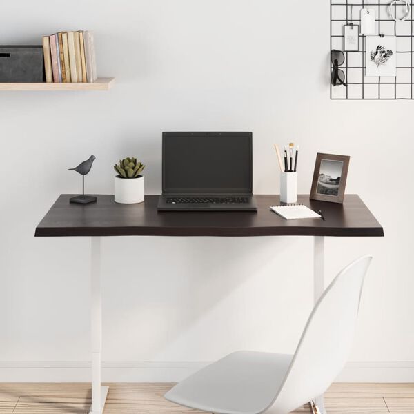 vidaXL Tampo de mesa com bordas vivas carvalho tratado castanho-escuro