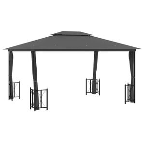 vidaXL Gazebo com paredes laterais e telhado duplo 3x4 m cor antracite