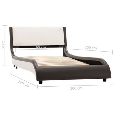 vidaXL Estrutura cama c/ LED 90x200cm couro artificial cinzento/branco