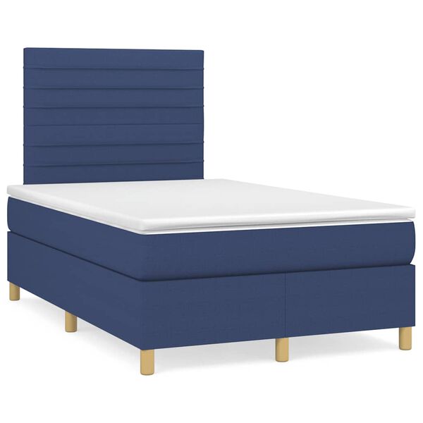 vidaXL Cama box spring c/ colch&atilde;o e LED 120x190 cm tecido azul