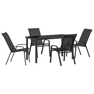 vidaXL Conjunto de Jantar para Jardim 5 pcs Preto