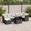 vidaXL 8 pcs conjunto sofás de jardim com almofadões vime PE preto